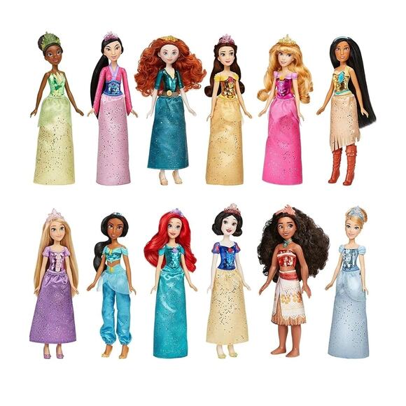 Disney Princess Royal Collection Set of 12 Shimmer Dolls Jasmine Rapunzel Ariel - Picture 2 of 7